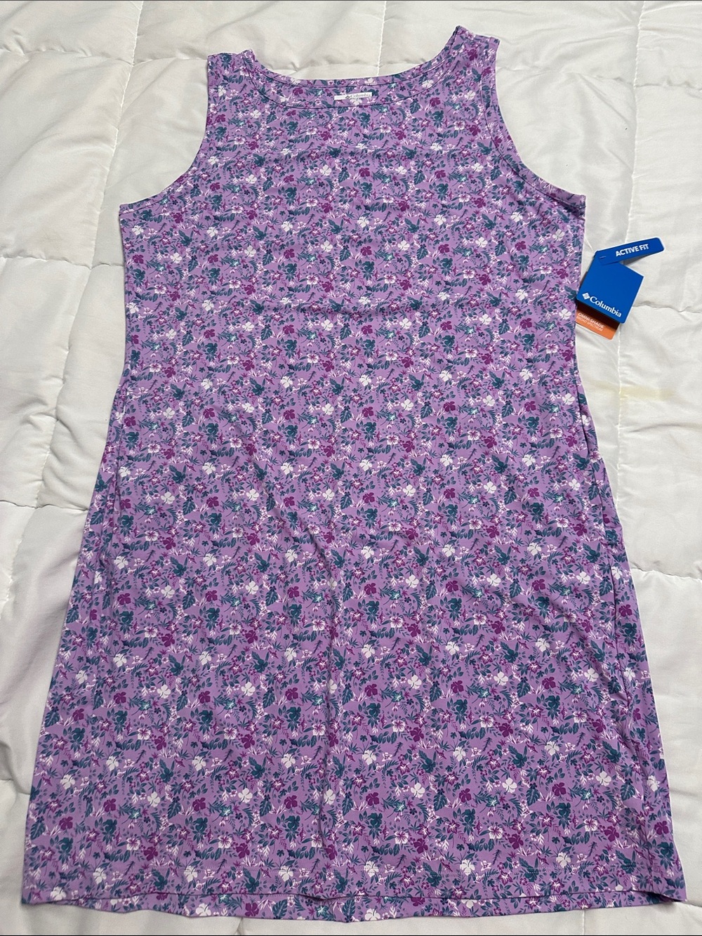 Columbia Purple Floral Sleeveless Midi Dress